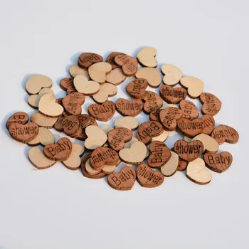 

500pcs Wood Love Heart Baby Shower Table Scatter Confetti Newborn Baby Birthday Party Baby Boy Girl Baptism Wooden Decorations