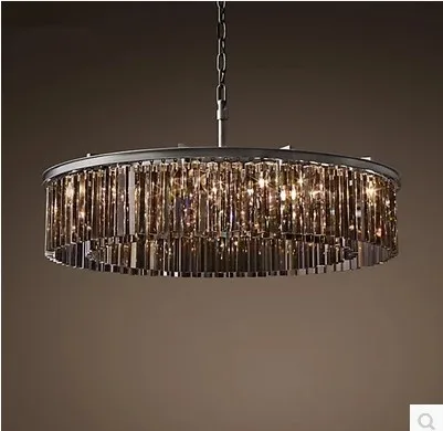 

American style crystal lamp wrought iron antique simple retro lamp living room modern villa atmosphere pendant lamp SJ19 ya74