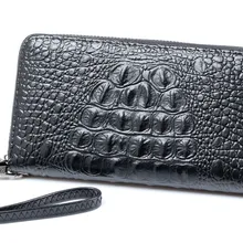 Длинные кожаные черные сумки с крокодиловым узором на молнии, мужские кошельки на кнопке, женские кошельки для телефона billetera portfel billeteras