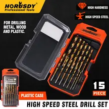 HORUSDY 15pcs Screw Extractor Drill Bit Titanium Coated Drill Bit Set Woodworking Metal Plastic Cutting For Dremel Rotary Tools