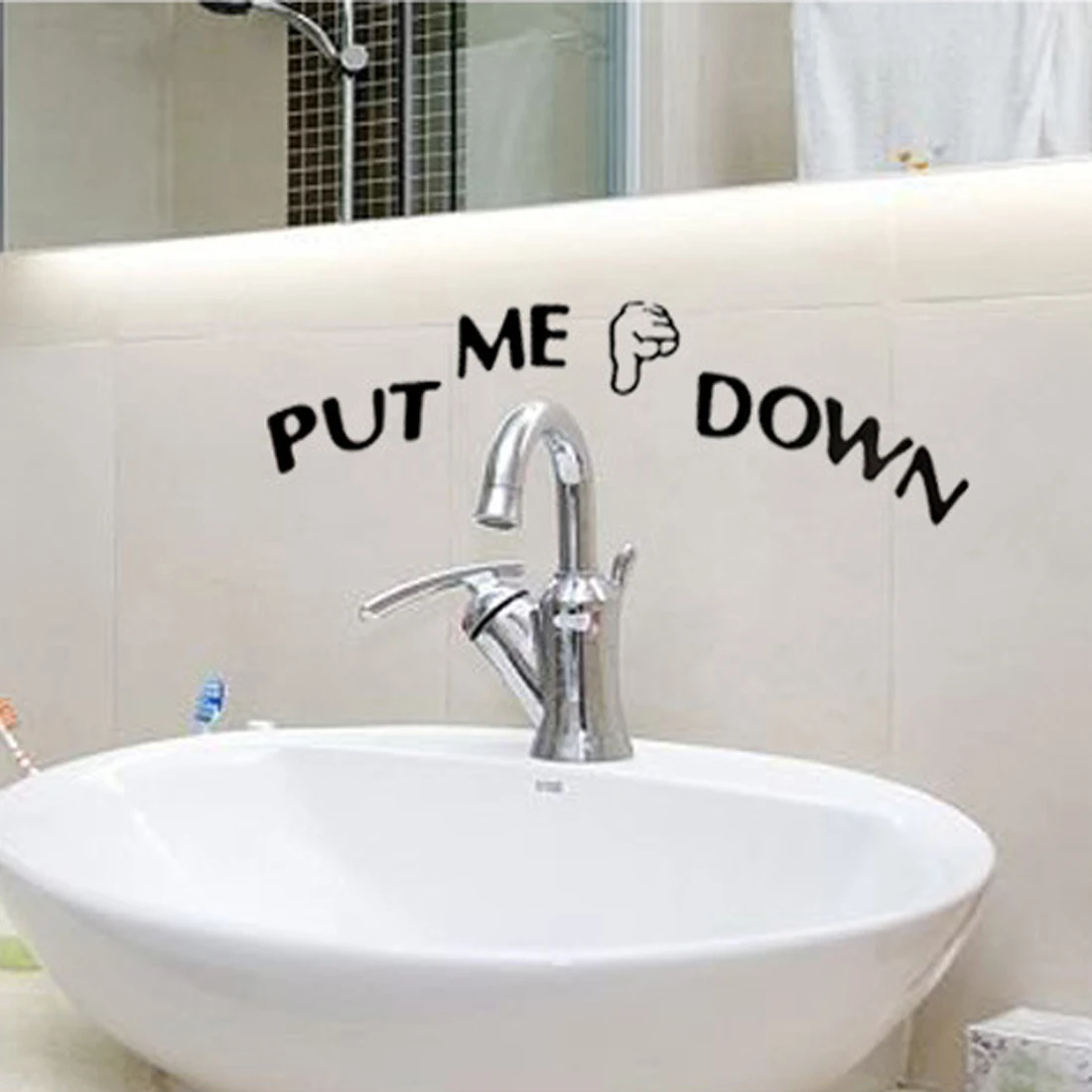 Home Decor PUT ME DOWN Decal Bathroom Toilet Seat Sign Reminder Quote Word Lettering Art Vinyl