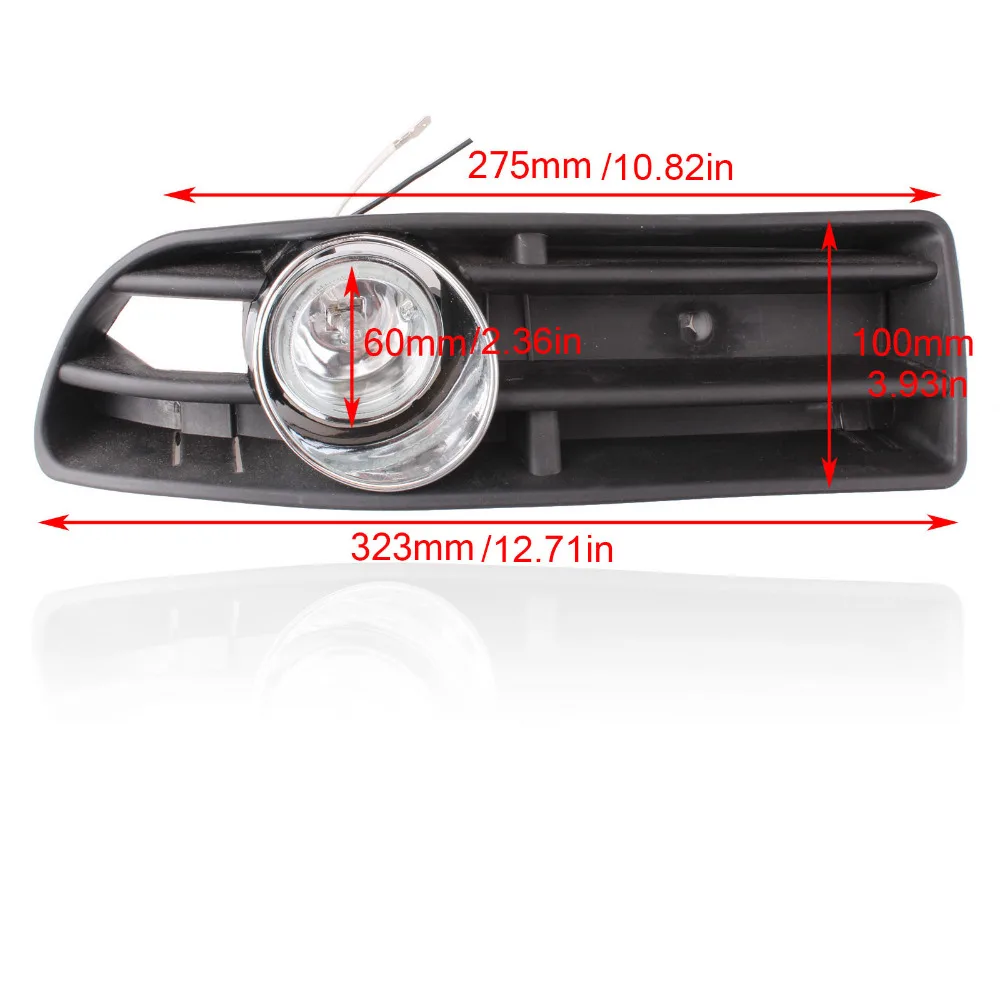 2PCS Bumper Grille Grill Driving Fog Lamp Lights Switch Harness For VW JETTA BORA MK4 TDI 1999-2004 Black 