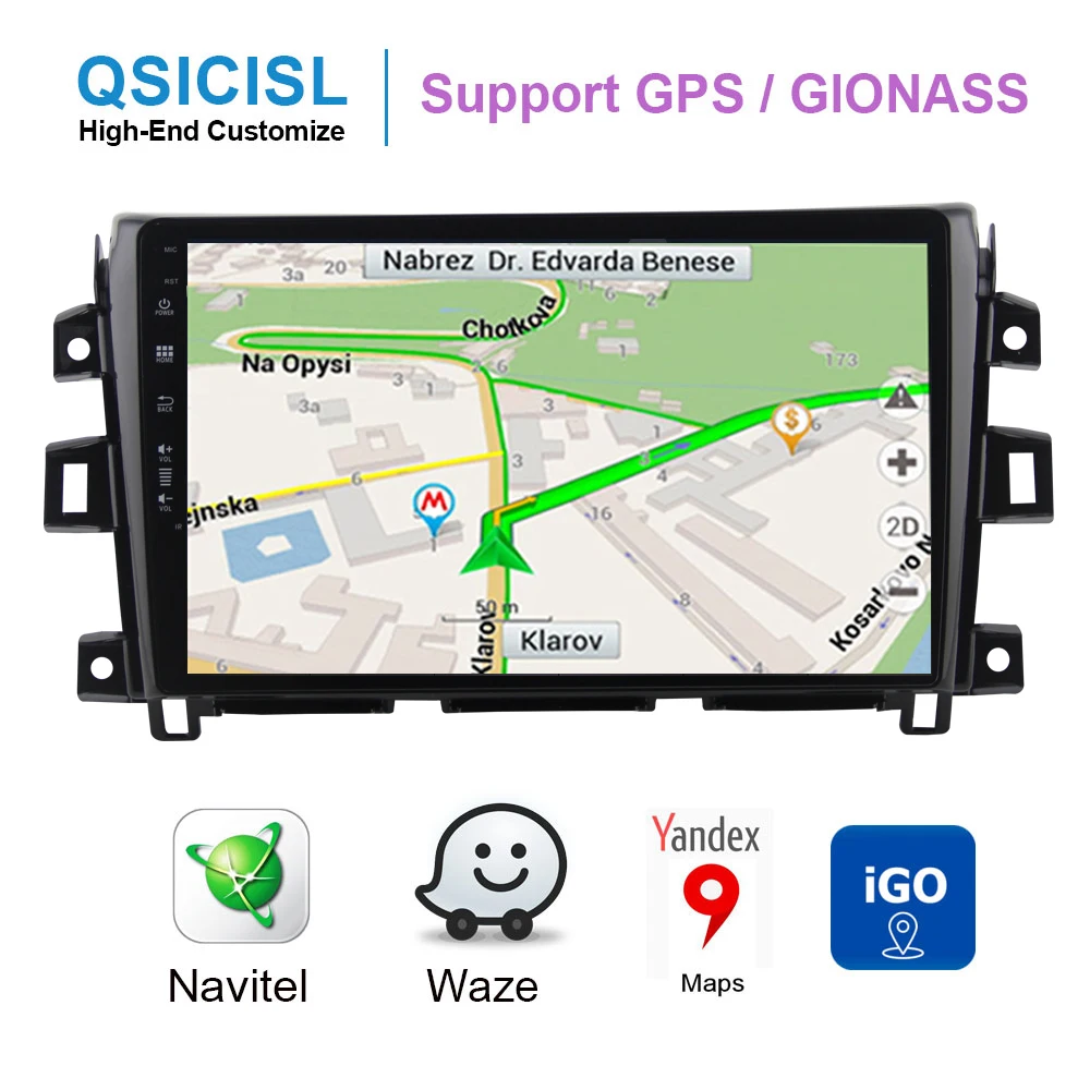 Top Android 8.1 2.5D 10.1" car dvd multimedia player for Nissan Navara 2017 head unit 1 din quad core wifi Bluetooth mirror link 2
