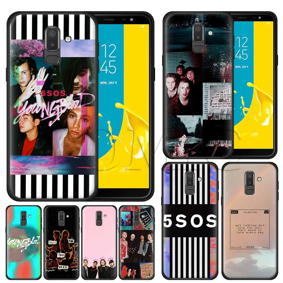 

5Sos band YOUNGBLOOD Silicone Case for Samsung Galaxy J8 J6 J4 Plus 2018 M30 M20 S10 Plus S10e Black Soft TPU Cover