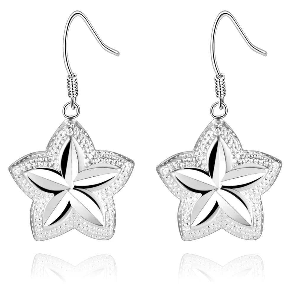 Simple New Design Silver color star Earrings Piercing Ear jewelry for Women Wedding PartyGift female earrings AE1006 | Украшения и