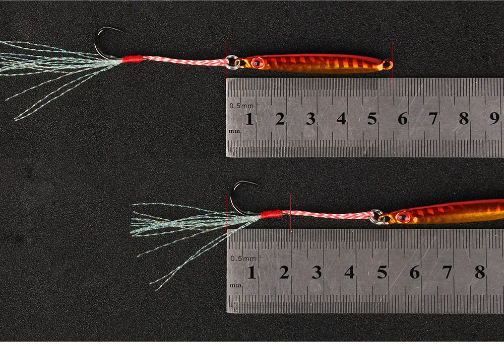 RoseWood 4pcs Flat Fall Iron Vertical Jigs MUSTAD Hooks & Heavy Pressed Solid Rings Assist Cords 8.5g Metal Jig Fishing Lure  (4)