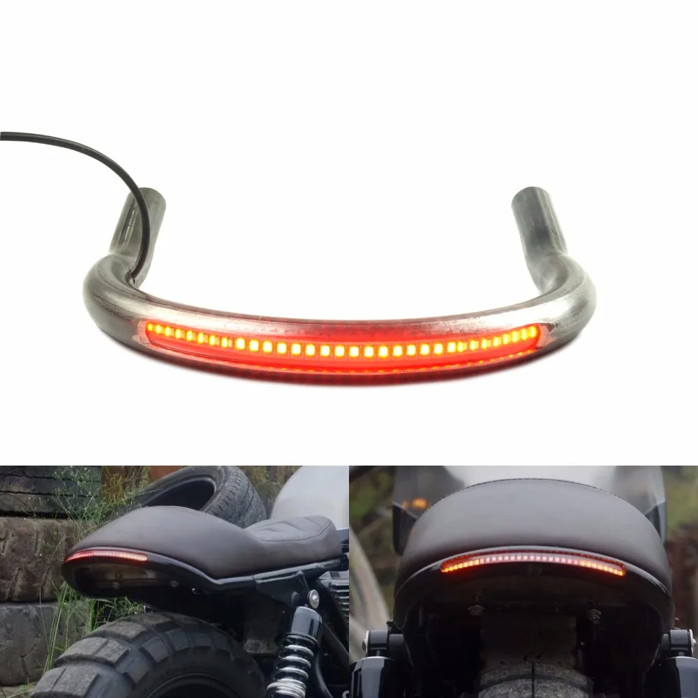 

SAFFEN Modified Cafe Racer Universal Seat Frame Hoop Loop Upswept loop with LED Brake Turn Singal Light for Honda CB Yamaha XS