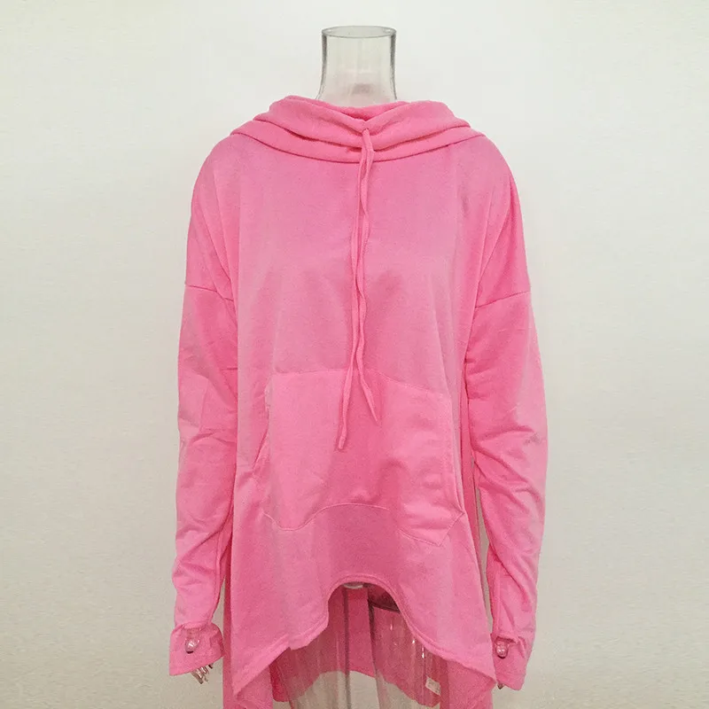 Plus Size S-5XL Solid Long Hooded Sweatshirt Women Long Sleeve Hoodies Pockets Asymmetrical Autumn Tops Sudadera Mujer Tracksuit11