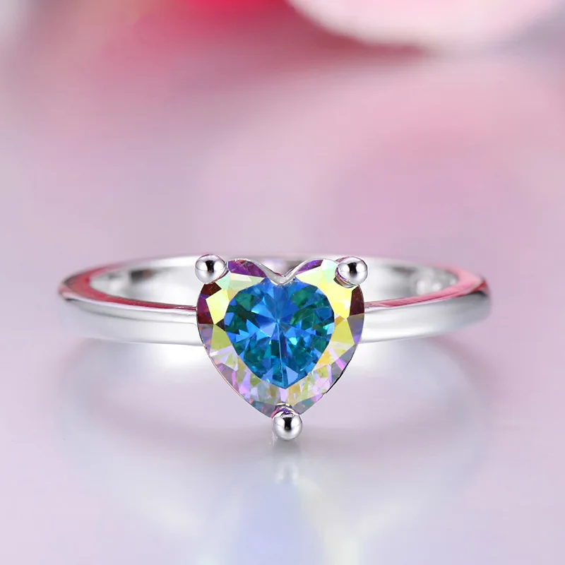European Women Jewelry Heart-shaped Zircon Engagement Rings Fashion Wedding Rings for Loves Romantic Couple Promise Jewelry Anel