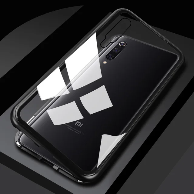 Магнитный флип-чехол для xiaomi mi 9 чехол для xiaomi mi 9 8 lite mi 8 светильник задняя крышка металлическая рамка защитный чехол funda Xaio mi my9 - Цвет: Black
