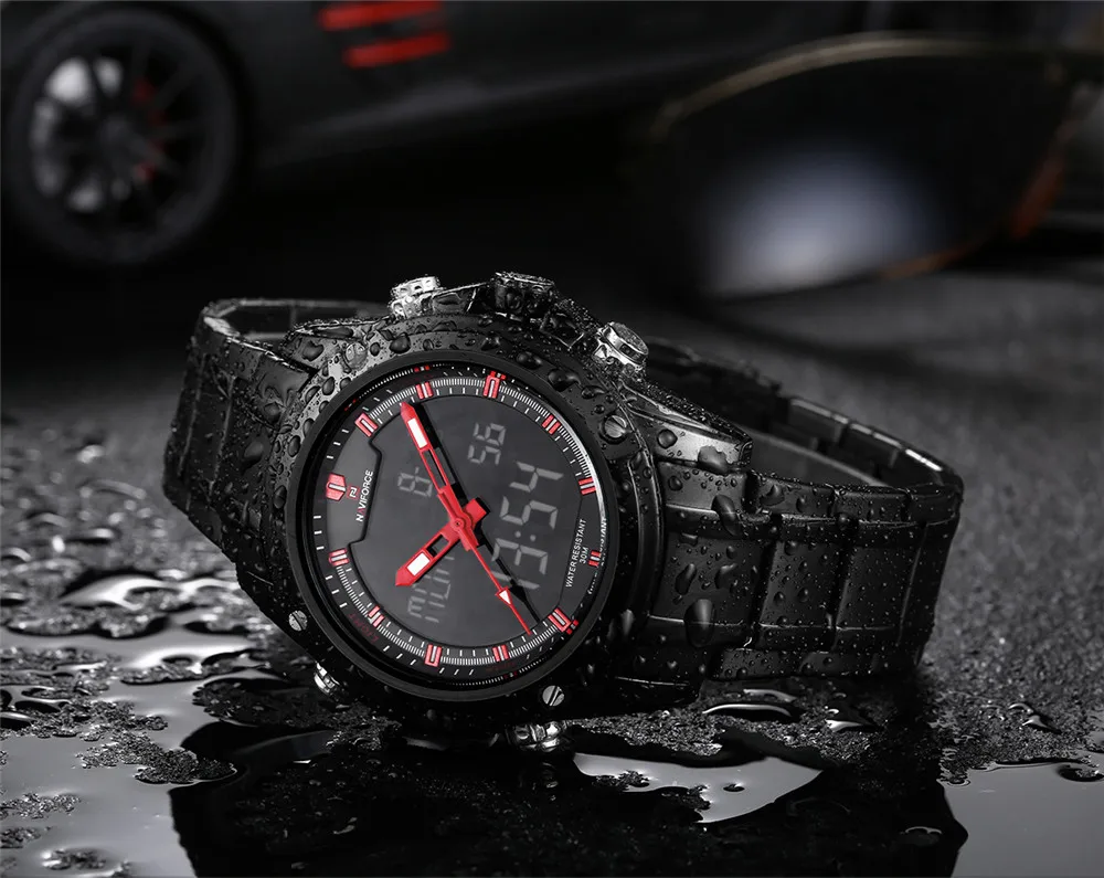  NAVIFORCE Watches Men Luxury Brand Famous Logo Military LCD Luminous Analog Digital Date Week Alarm