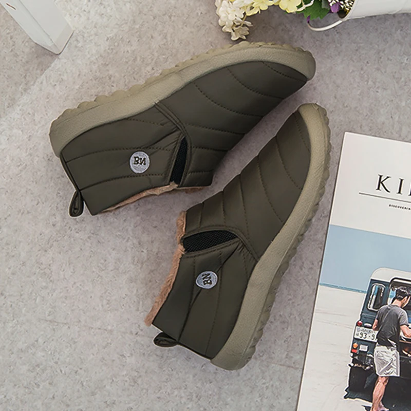 

2018 Fashion Snow Boots Men Women Shoes New Winter Solid Keep Warm Antiskid Bottom Plush Inside Waterproof Ski Boots Size 35-49