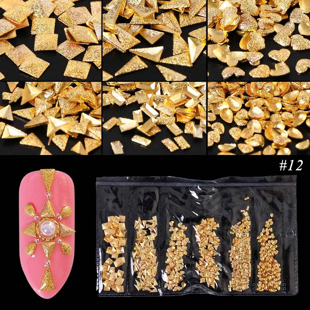 1 упаковка смешанные 3D золотые серебряные заклепки для дизайна ногтей металлическая рамка украшение из сплава треугольная подвеска шпильки маникюрные аксессуары JI688 - Цвет: 12