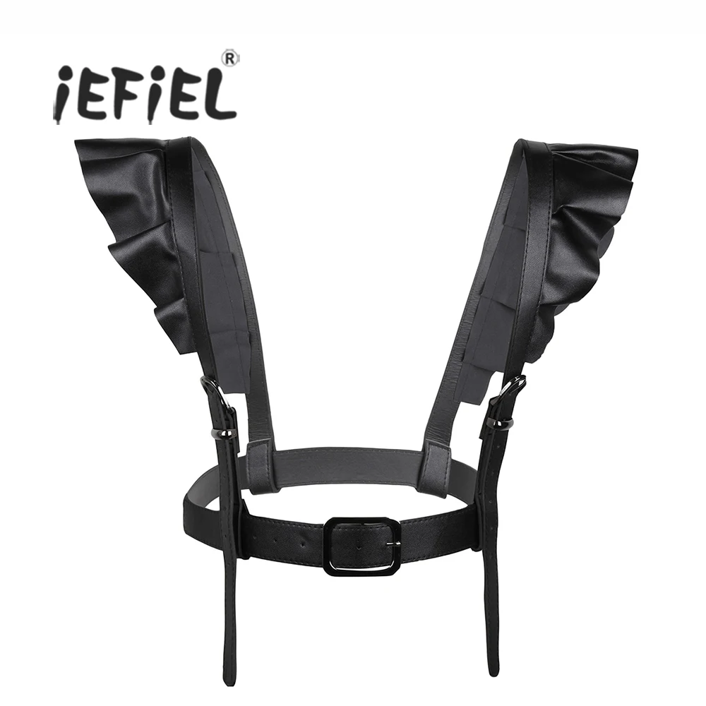 

iEFiEL Fashion Style Women PU Leather Punk Straps Adjustable Belts-Body Harness Belt Body Chain Suspenders with Shoulder Straps