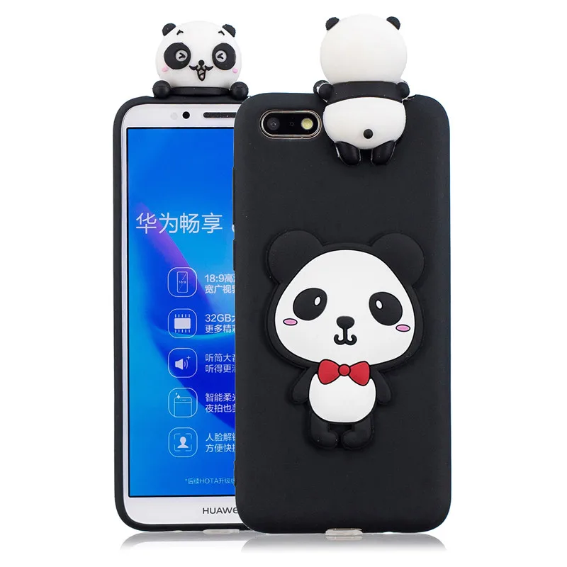 3D Gấu Trúc Dễ Thương Kỳ Lân Xương Rồng Ốp Điện Thoại Vào Fundas Huawei Y5 2018 / Y5 Prime 2018 / Honor 7S Coque Nữ Trẻ pu case for huawei