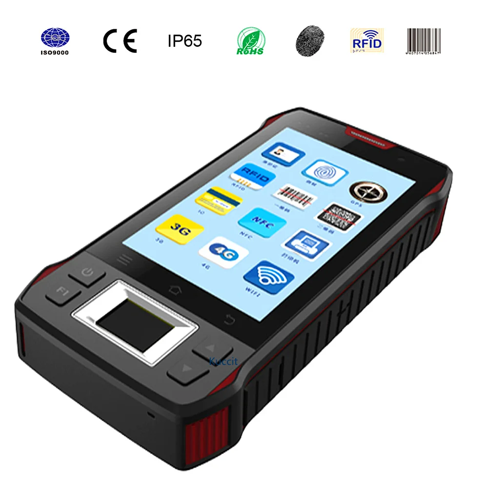 Считыватель отпечатков пальцев RFID UHF 1D 2D лазерный сканер штрих кодов Android 7 0