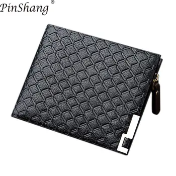 

PinShang Men Embossing Soft PU Leather Crosswise Short Wallet Business Fashion Purse Pockets with Side Zipper Wallet&Purse ZK15