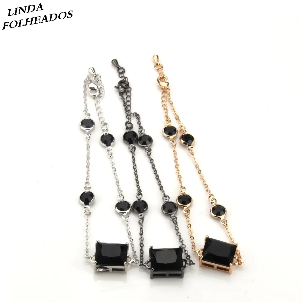 

LINDA FOLHEADOS Jewelry Hot Sales Fashion Link Chain AAA Zircon Multi Colors CZ Boho Charm Bracelets For Women