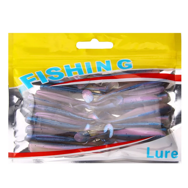 New Soft Lure Two-tone T-tail 1.9g/6.5cm 20/pcs Lure Soft Bait Wobblers Worm Fake Bait Bionic Fish Bait Fishing Gear jooyoo