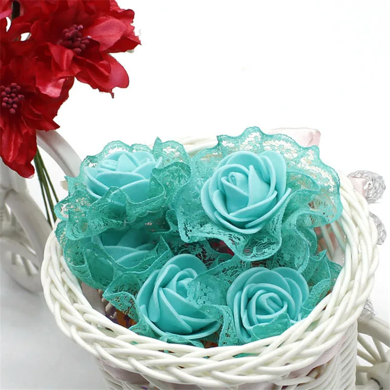 VINAMIT 10pieces Foam Lace Rose Artificial Flower For Wedding Decoration DIY Decorative Wreath Fake Flowers VINAMIT 10pieces Foam Lace Rose Artificial Flower For Wedding Decoration DIY Decorative Wreath Fake Flowers