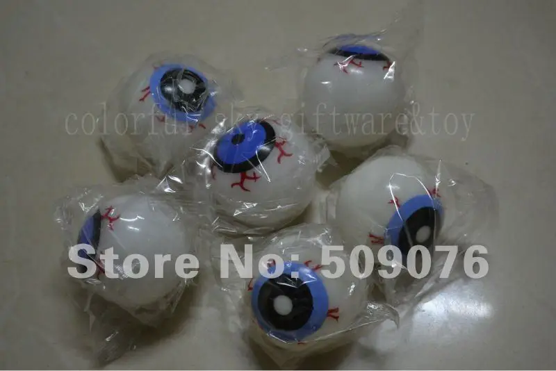 

Free shipping 2pcs/lot 5.5cm rubber led ball Glow in the Dark Eyeball Bouncy Balls Eye Ball Bloody Halloween Rubber Prop