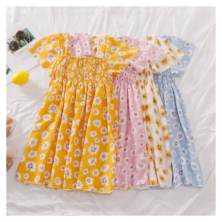 

sweet lolita dress mori girls summer Japanese style square collar short sleeve yellow pink blue white floral one-piece dress