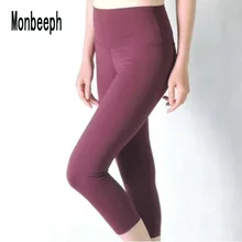 2019 Monbeeph high waist leggings stretch waist pants capris pants Pencil skinny Pants black blue green wine red capris