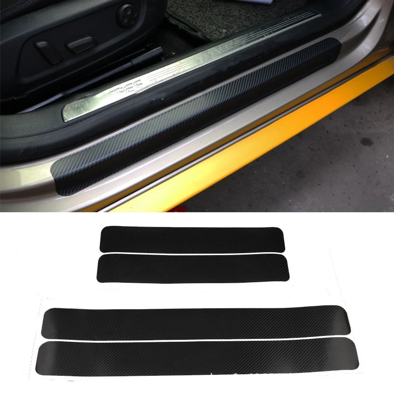 4 шт. 60x6,7 см Универсальная автомобильная наклейка s порог потертости против царапин 3D углеродного волокна Защита Авто Наклейка на дверь
