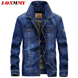 LONMMY M-4XL 2018 мужские куртки и пальто хлопок военный стиль джинсовая куртка мужская куртка армейская мульти-карман джинсовая мужская куртка