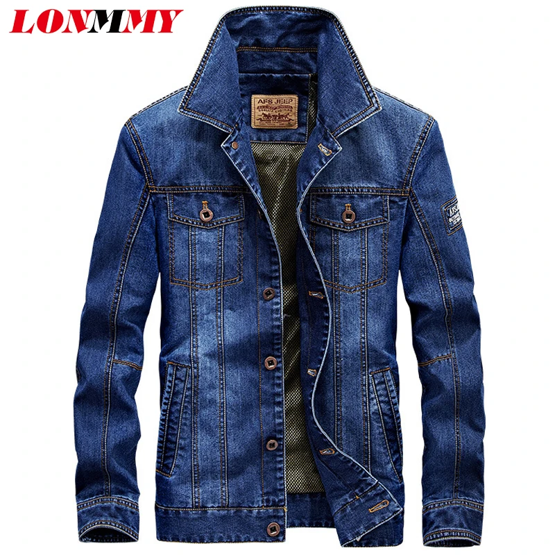 LONMMY M-4XL 2018 мужские куртки и пальто хлопковая джинсовая куртка в стиле милитари