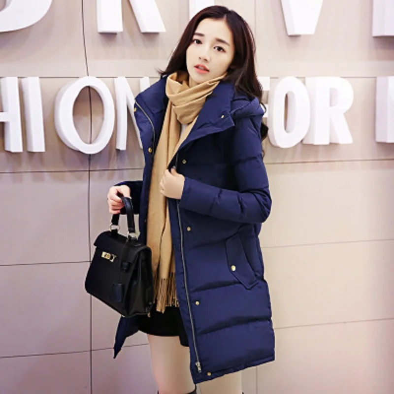 Beige Blue En Mince Hiver Chaud Vestes Tops 2018 À Coton Long Famale Épais Rembourré Femmes Multi Veste couleur black navy gray Capuchon Solide Option Chaude SPPxpRqn