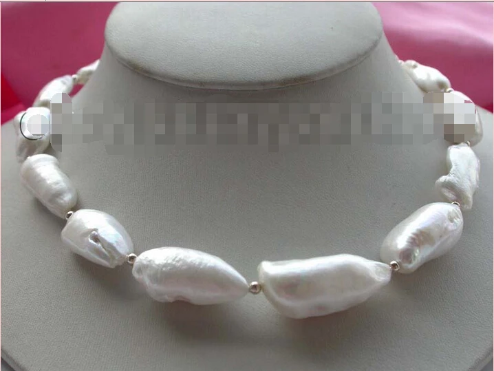 

17" Genuine Natural 32mm White Reborn Keshi Pearl Necklace #f1390!