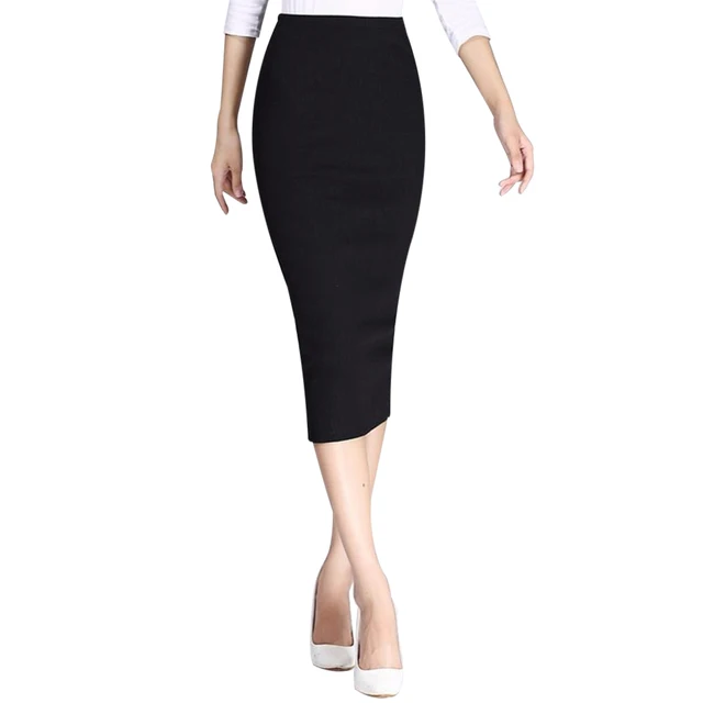 Sexy Long Pencil Skirts Women Elastic Slim Package Hip Maxi Skirt Elegant Office Lady Chic Wool Rib Knit Split Midi Skirts Saia 1