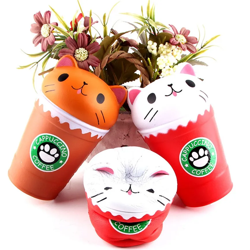 

14cm Cut Cappuccino Coffee Cup Cat Scented Squishy Slow Rising Squeeze Toy Collection Cure Gift Dropshipping