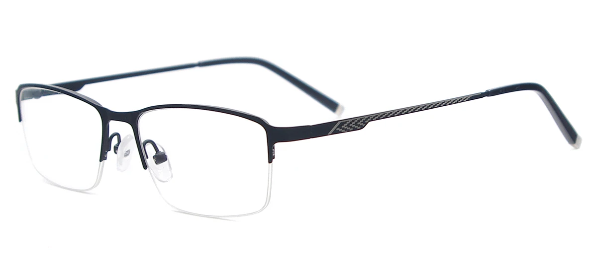 Мужские легкие очки оправа металлическая полуобода квадратные очки по рецепту очки для прозрачных линз с градусом - Цвет оправы: Черный
