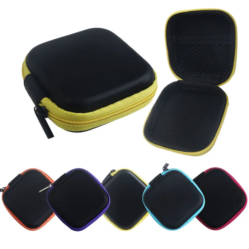 Buy 5 Colors Artificial leather Zipper Protective Headphone case Pouch Earphone