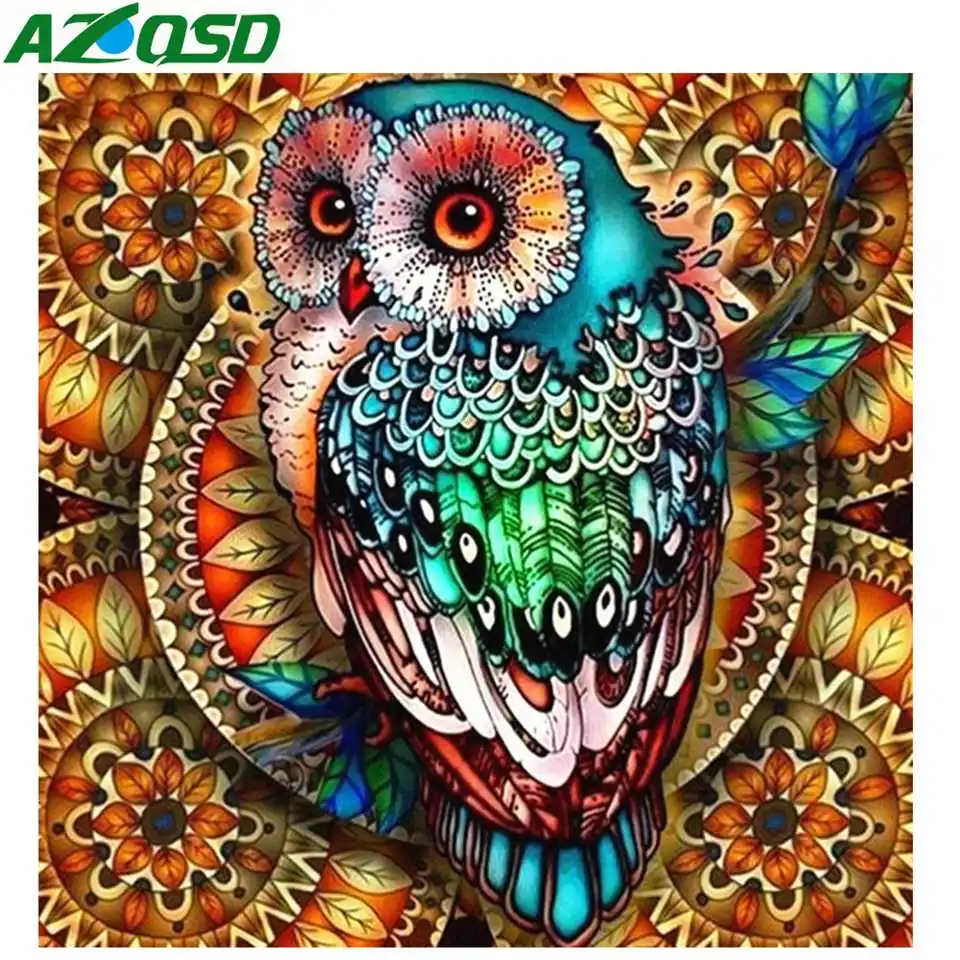 

AZQSD Diamond Painting Full Display Animal 5d Diy Handmade Diamond Mosaic Owl Cross Stitch Picture Of Rhinestones Home Decor