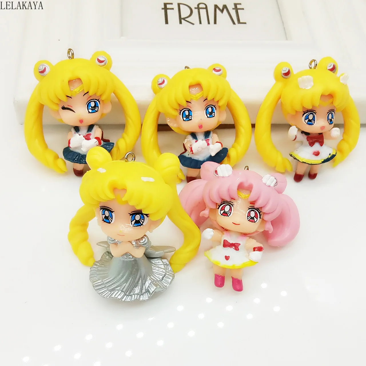 

Sailor Moon Anime Action Figure Printed Plastic Mini Tsukino Usagi Chibiusa DIY Keychains Pendants Decoration Cute Doll New 5cm
