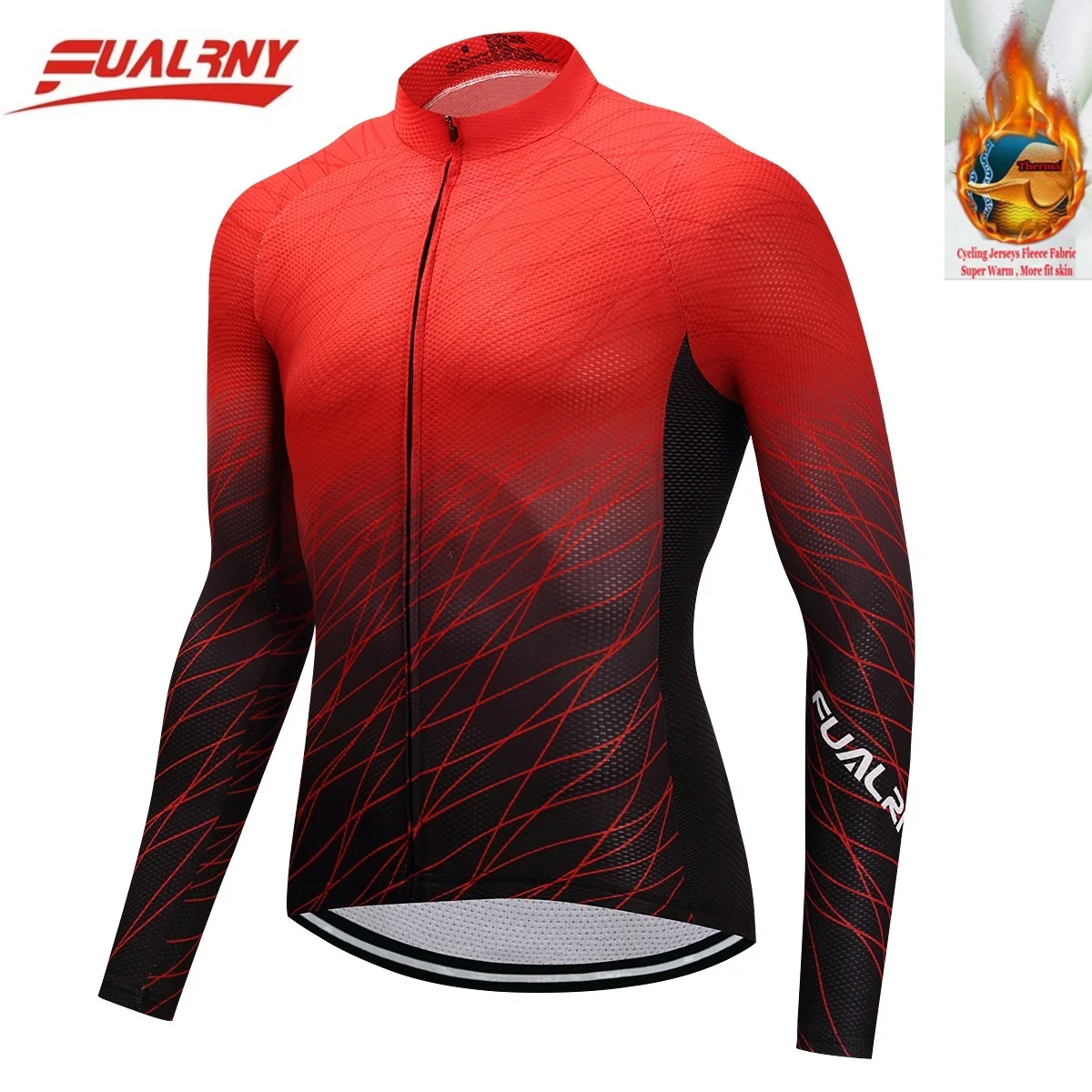 

2018 Team FUALRNY Thermal Fleece jersey Ropa Ciclismo Cycling Jersey winter Thermal Fleece Clothing Red and black collocation