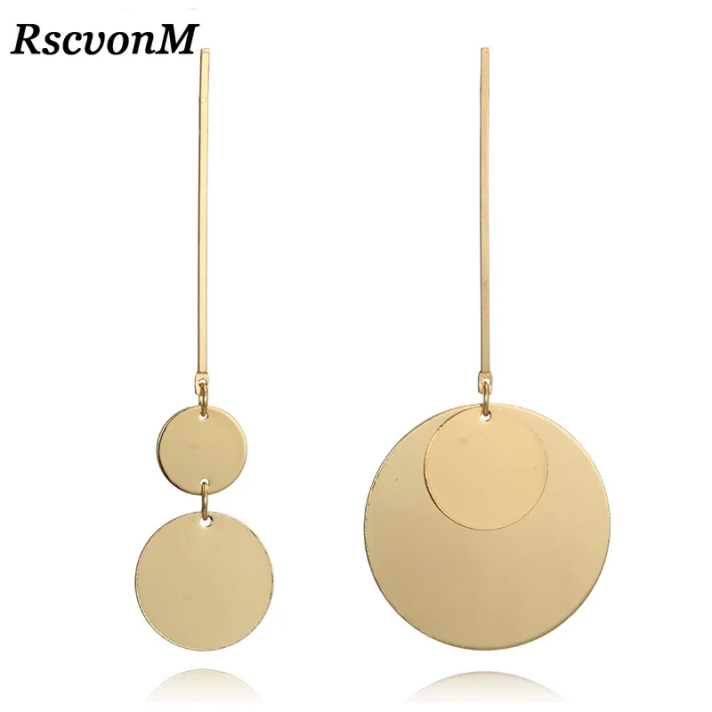 

RscvonM Asymmetric Irregular Statement Earrings Female 2018 New Fashion Simple Elegant Gold Color Long Earrings for Women Gifts