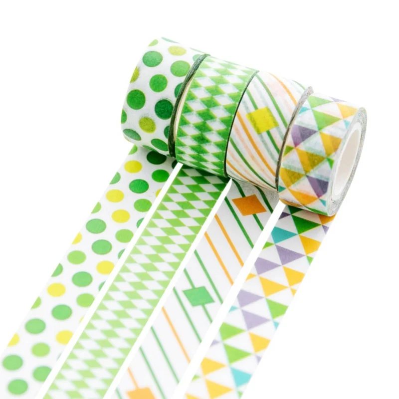 4 шт. геометрический Washi клейкая лента Стикеры DIY декоративная клейкая лента, Канцелярия клейкой ленты Скрапбукинг Планировщики - Цвет: QZ983G