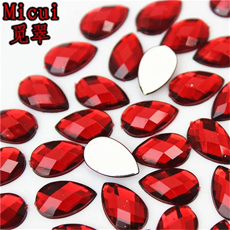 Micui 100 шт 8*13 мм разноцветные стразы в виде капли с плоской задней стороной акриловые камни хрустальные камни не Швейные бусины для одежды DIY MC716 - Цвет: Red