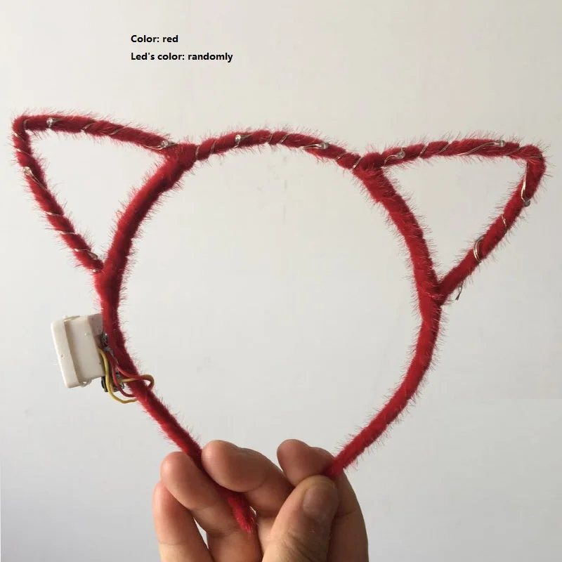 red and red light Для женщин и девочек светодиодный светящийся мигающий Кот животные уши светящаяся повязка на голову мигающий ободок для волос украшения для свадебной вечеринки Хэллоуин navidad - Цвет: red and red light