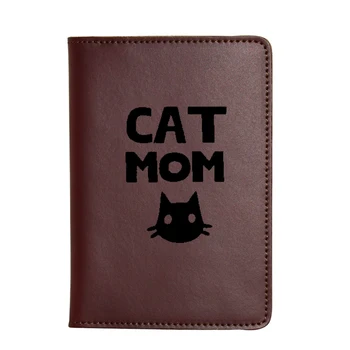 

Cat Mom Passport Wallet Real Leather Travel Passport Cover engrave Name Passport cover Women Functional Card ID Holders Wallet