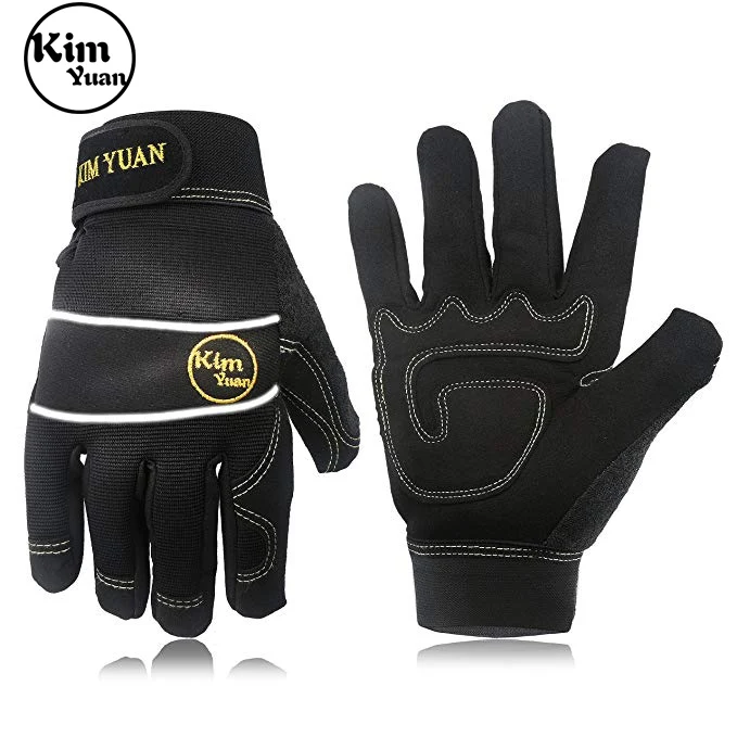 

KIM YUAN Mechanic General Utility Breathable Work Gloves Touch Screen Skid/Abrasion Resistant, Pefect for Warehouse, Gloves -M