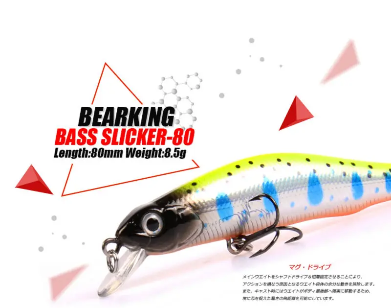  Retail A+ fishing lures, assorted colors, minnow crank  80mm 8.5g,magnet system. bearking 2016 hot model crank bait 