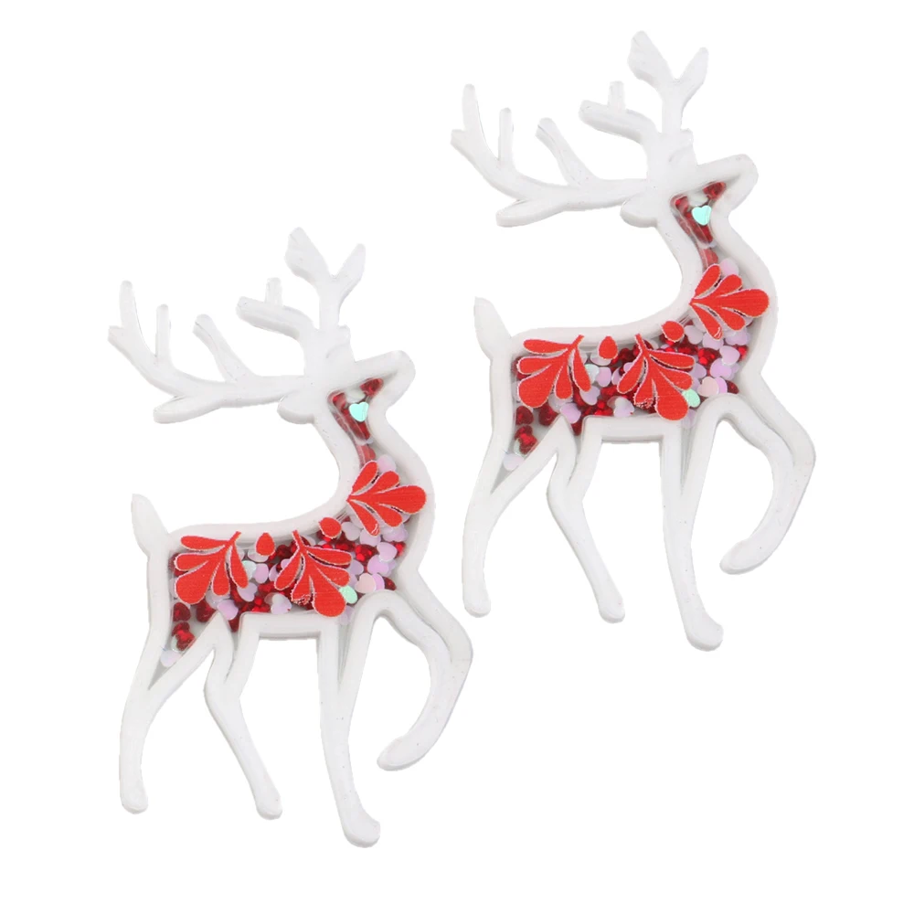 New Christmas Deer Transparent Plastic Resin with Colorful Sequins DIY Make Hair Clip Accessories Craft Handmade Decor,5Yc6894