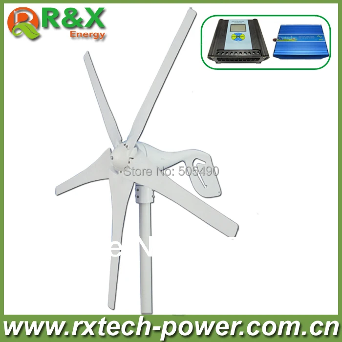 Horizontal wind turbine generator 400w rated wind generation +wind/solar hybrid controller(LCD display)+600w inverter.