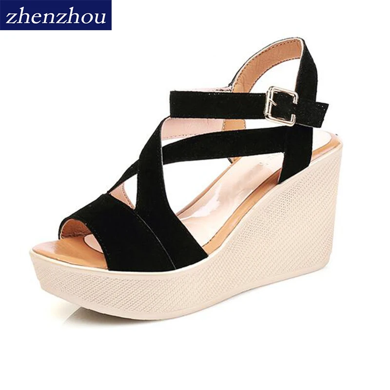 

Sandals women 2019 summer wedge High heels Sponge cake The bottom of the thick Waterproof platform for student women's shoes
