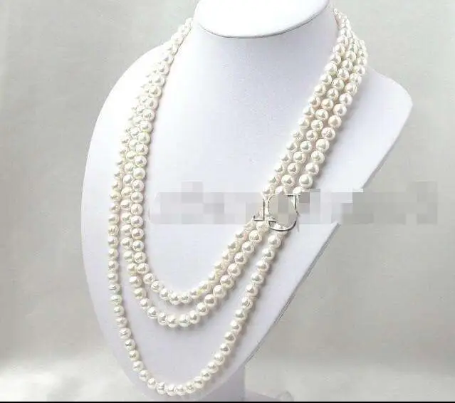 

FREE SHIPPING HOT sell new Style >>>>SALE Super Long 80 inch 6-7mm natural white Freshwater Pearl Necklace-nec